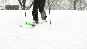 Download Free Video Stock Skiing At A Park During Heavy Snowfall Live Wallpaper