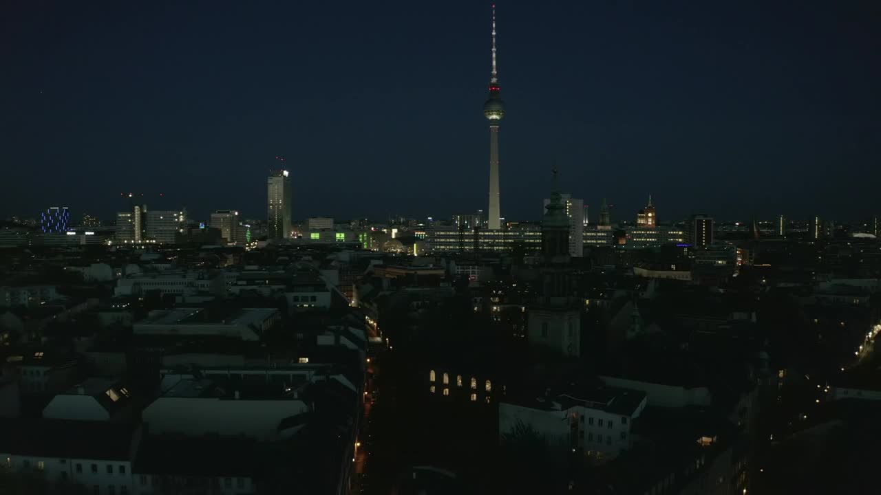 Download Free Video Stock Skyline From The Air Of An Empty City At Night Live Wallpaper