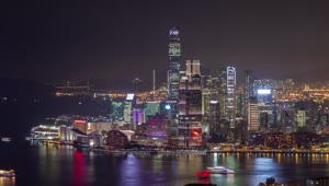 Download Free Video Stock Skyscrapers In Hong Kong Bay At Night Live Wallpaper