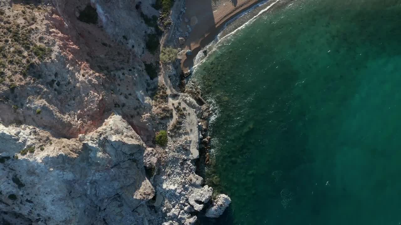 Download Free Video Stock Small Beach On A Cliff Aerial Top Shot Live Wallpaper