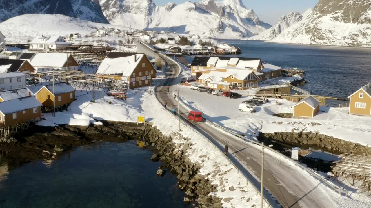 Download Free Video Stock Small Town Covered In Snow By The Ocean Live Wallpaper