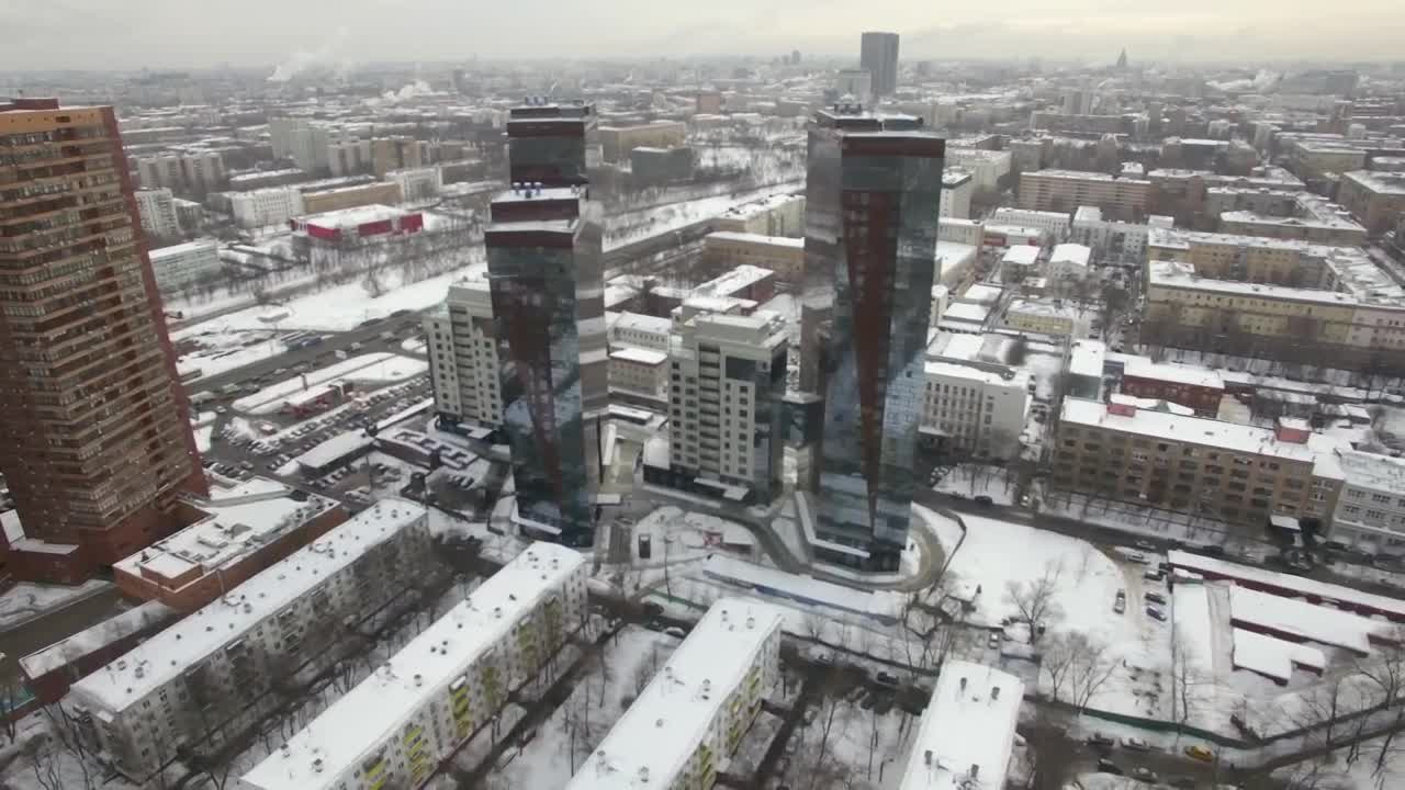 Download Free Video Stock Snow Covered Buildings In An Urban City Live Wallpaper