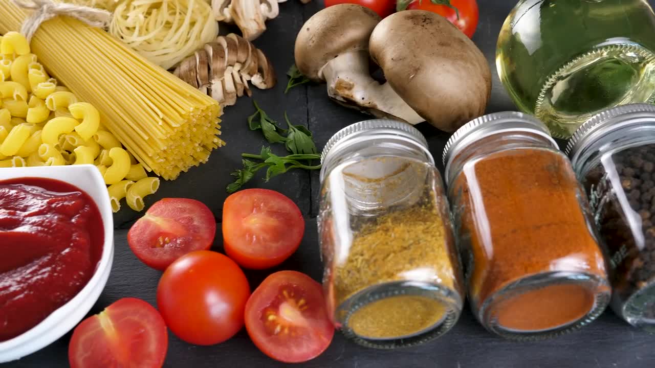 Download Free Video Stock Spaghetti Ingredients On A Table Live Wallpaper