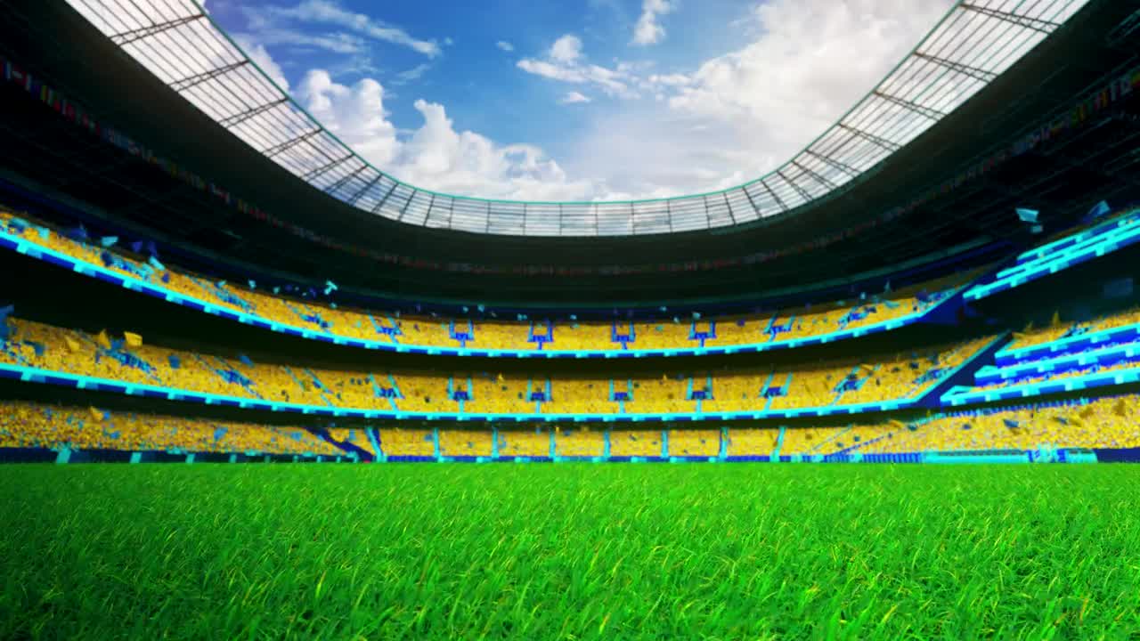 Download Free Video Stock Stadium Packed With Public Dressed In Yellow Uniform Live Wallpaper