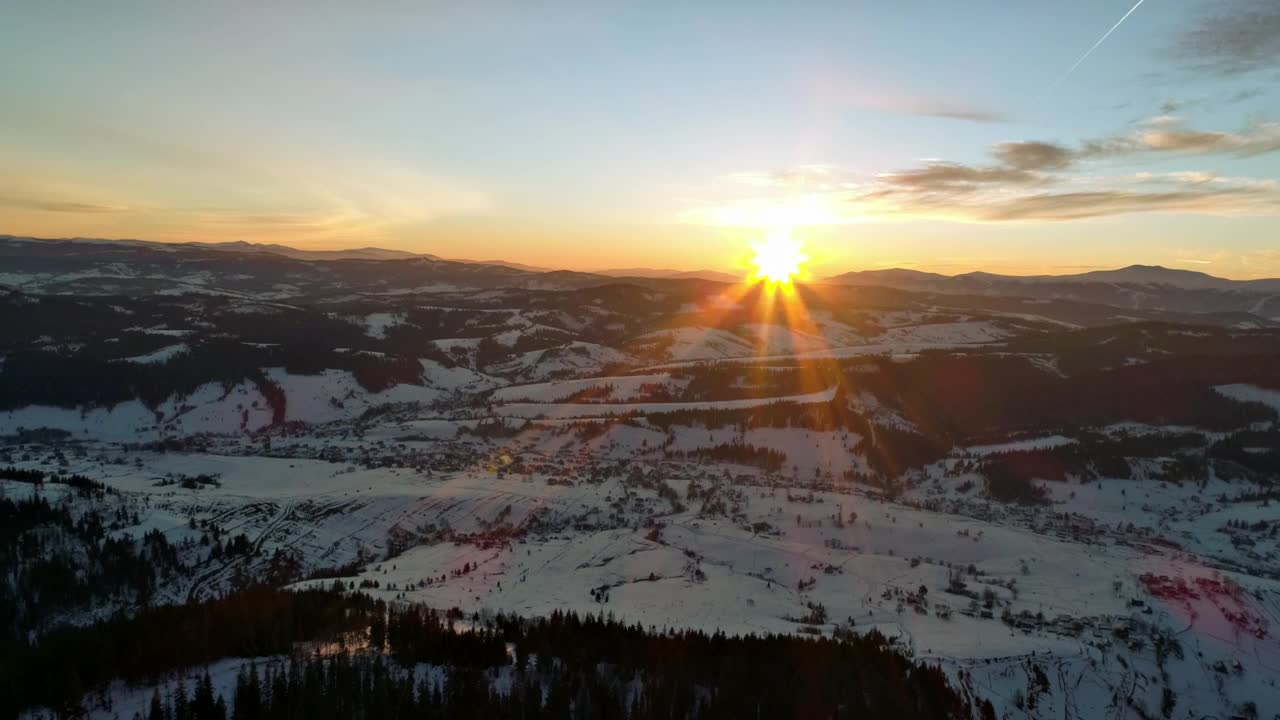 Download Free Video Stock Sun Setting Behind The Winter Mountains Live Wallpaper