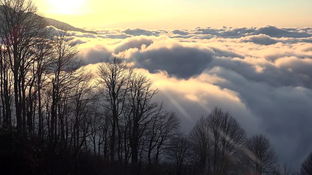 Download Free Video Stock Sunrise At A Cloudy Top Of The Mountain Live Wallpaper