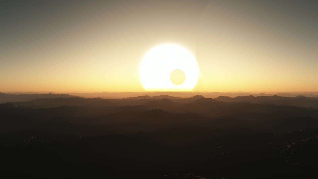 Download Free Video Stock sunset between moons and silhouettes on an alien planet Live Wallpaper