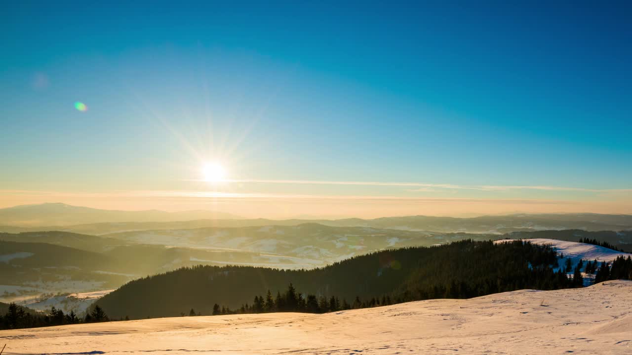 Download Free Video Stock sunset in the winter mountains skyline Live Wallpaper