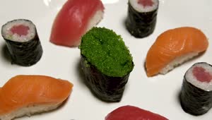Download Free Video Stock sushi selection on a plate Live Wallpaper