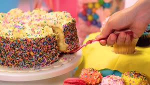 Download Free Video Stock taking a slice of birthday cake Live Wallpaper