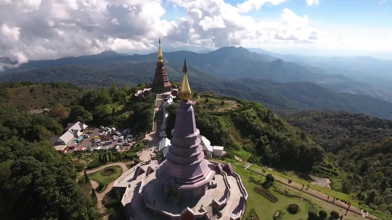 Download Free Video Stock temple on a hill in nature from on high Live Wallpaper