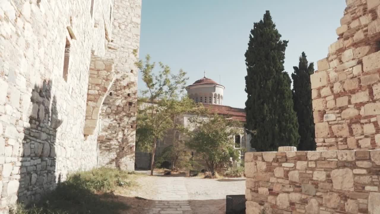 Download Free Video Stock the courtyard of an ancient castle in greece Live Wallpaper