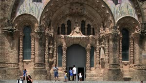 Download Free Video Stock the entrance of the sagrat cor temple in barcelona Live Wallpaper