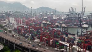 Download Free Video Stock time lapse of the container port in hong kong Live Wallpaper