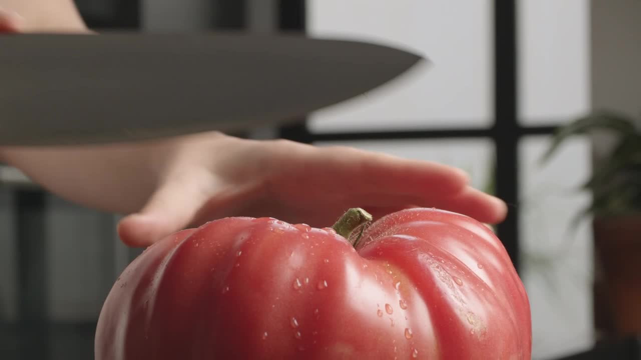 Download Free Video Stock tomato being prepared in a kitchen Live Wallpaper