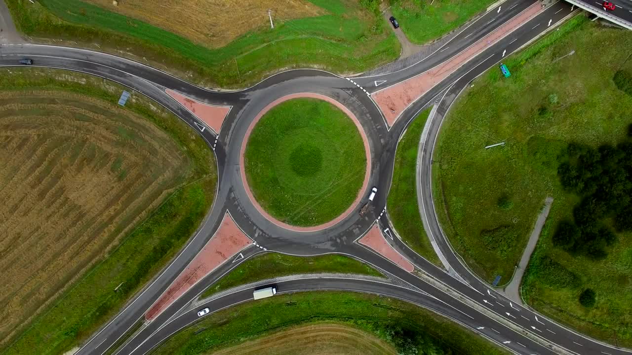 Download Free Video Stock top aerial shot of a crossroad Live Wallpaper