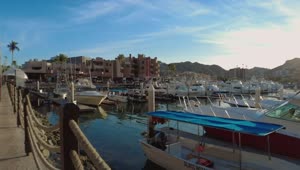 Download Free Video Stock touring a touristy and sunny port with boats and sailboats Live Wallpaper