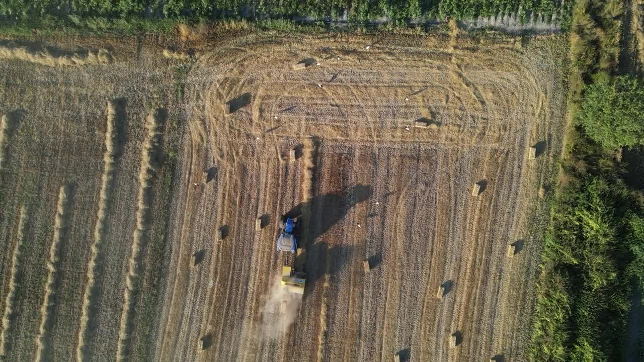 Download Free Video Stock tractor working in a field seen from above Live Wallpaper