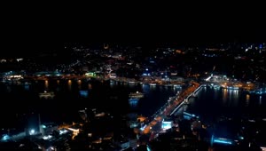 Download Free Video Stock traffic heading across the galata bridge at night Live Wallpaper