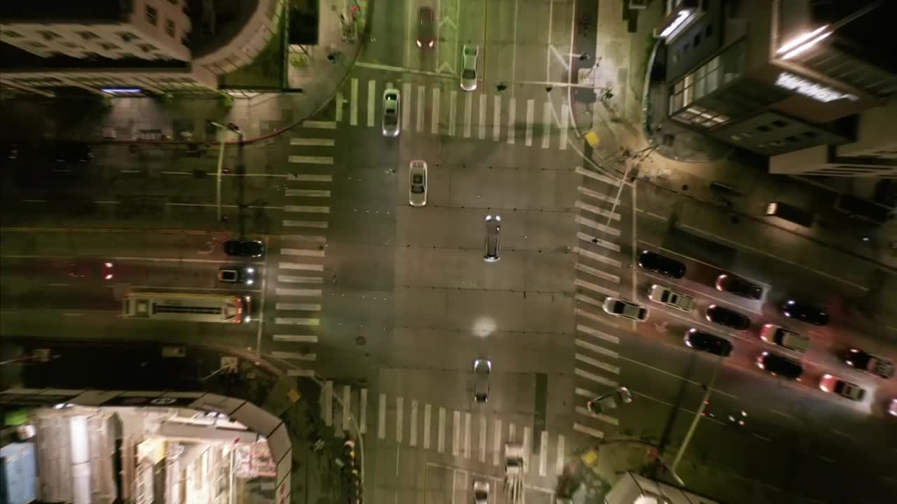 Download Free Video Stock traffic on an avenue top zoom out aerial shot Live Wallpaper