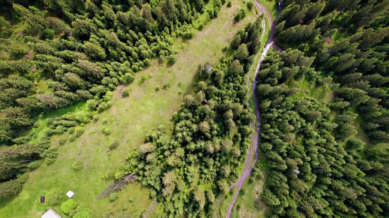 Download Free Stock Video Village Among The Woods Aerial Shot Live Wallpaper