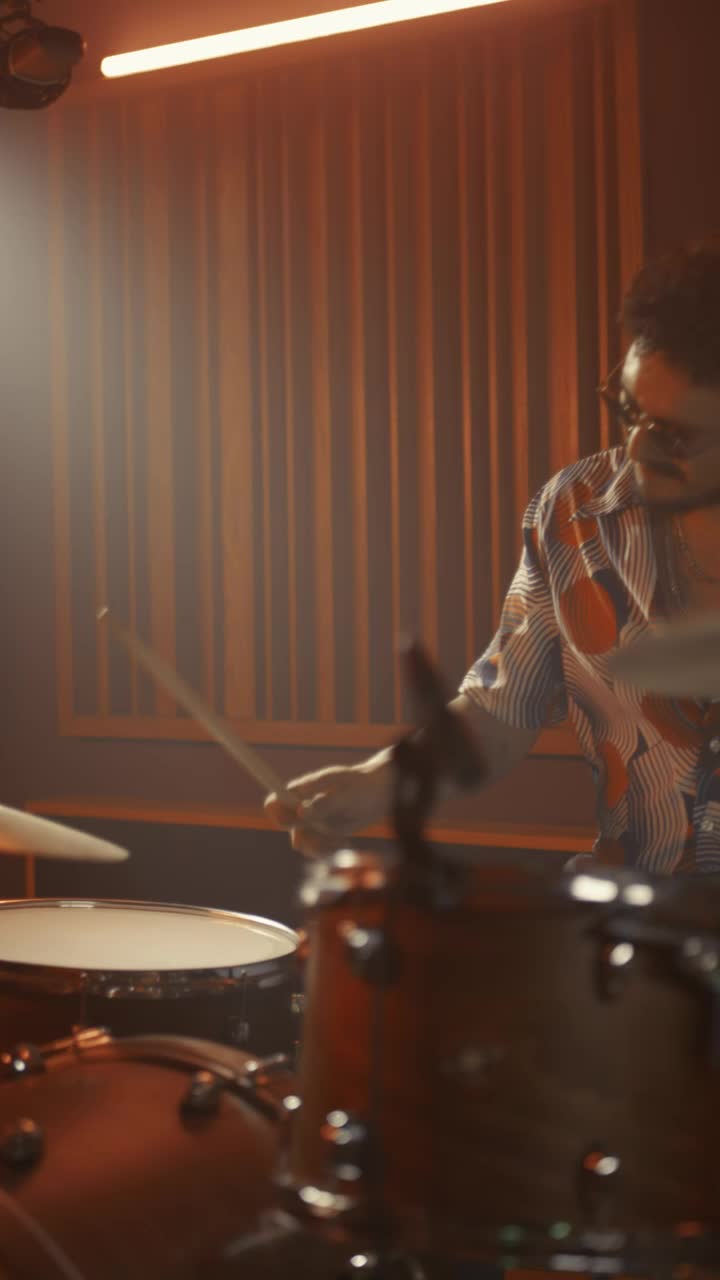 Download Free Stock Video Vertical Shot Of A Drummer Playing Live Wallpaper