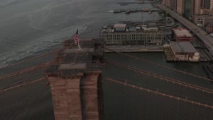 Download Free Stock Video Usa Flag Waving On The Brooklyn Bridge Live Wallpaper