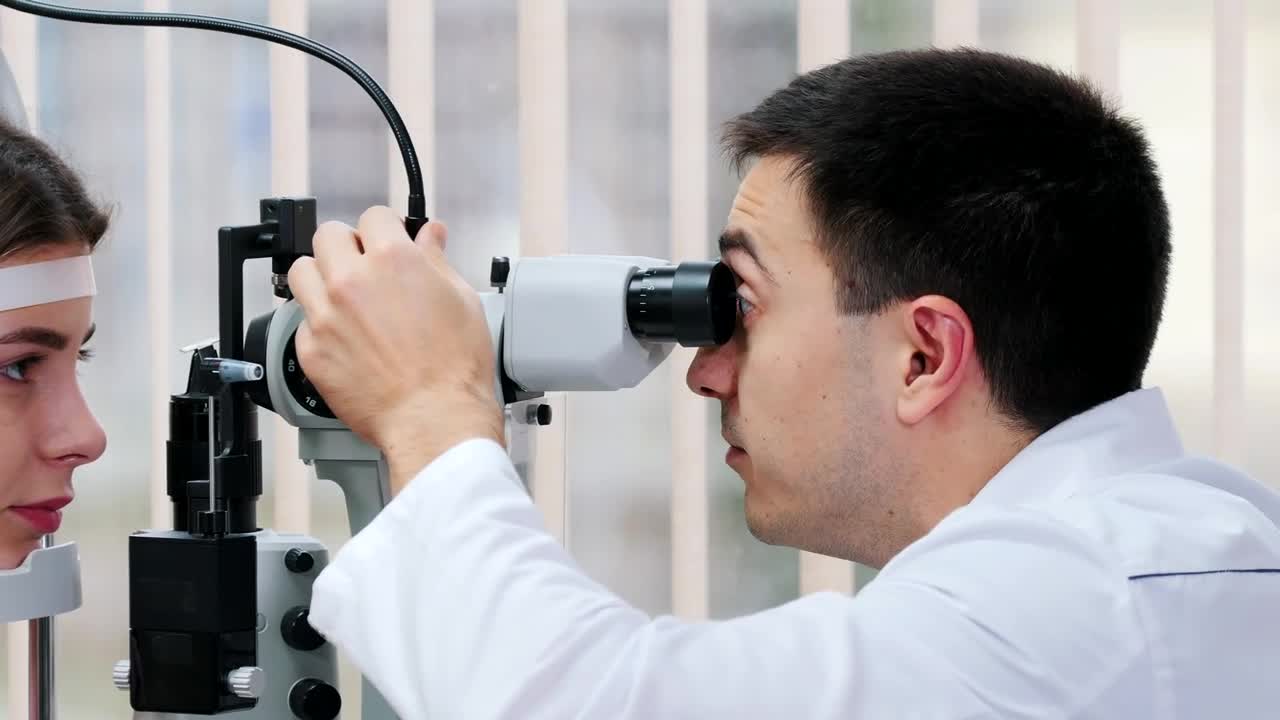 Download Free Stock Video Young Woman Having An Visual Test With An Optometrist Live Wallpaper