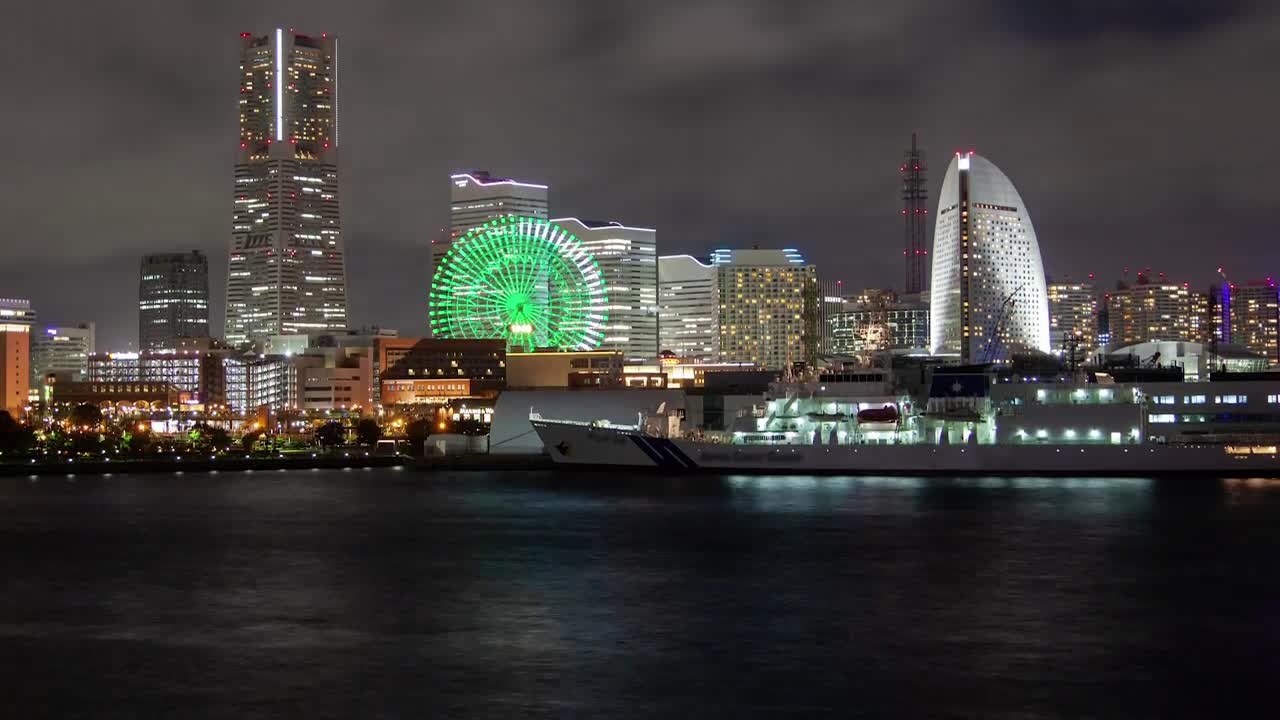 Download Free Stock Video Yokohama Cityscape And Harbor At Night Live Wallpaper