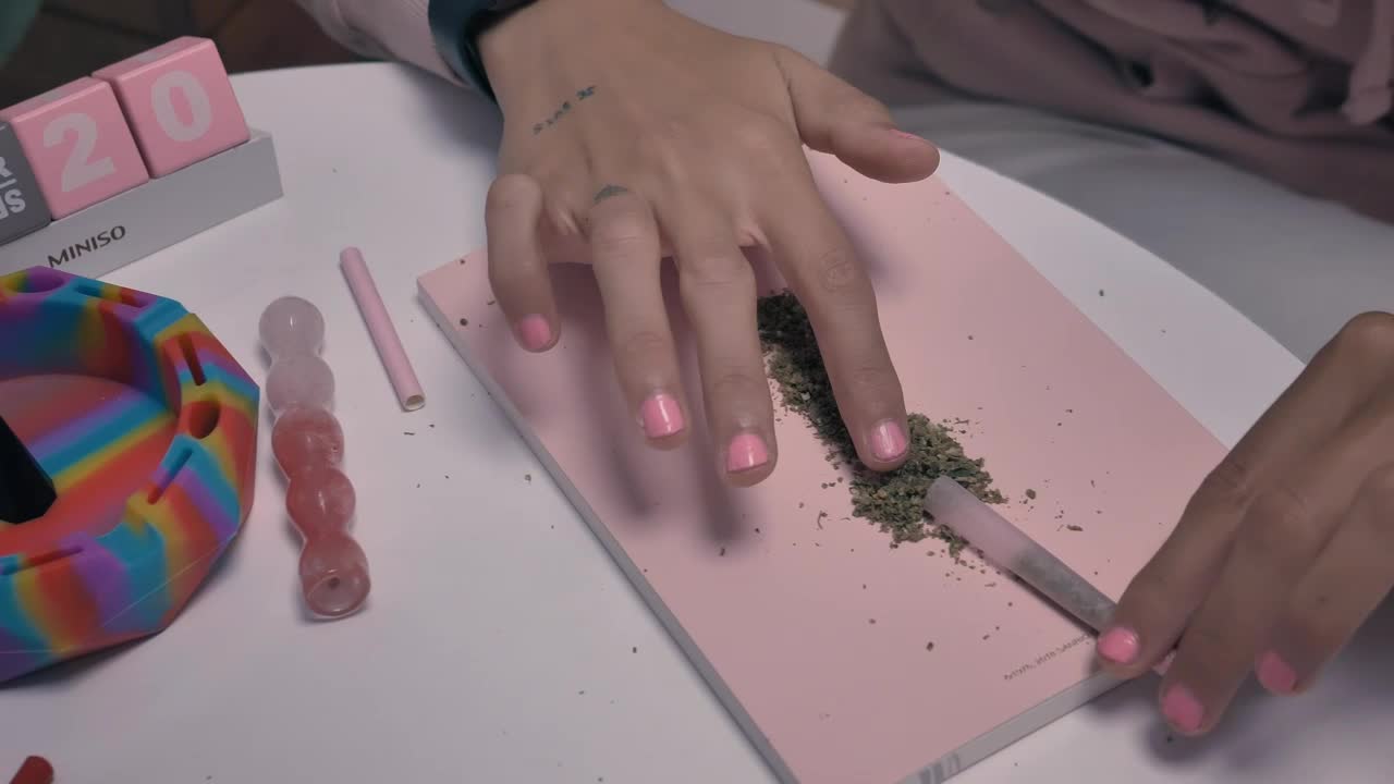 Download Free Stock Video Womans Hands Preparing A Marijuana Cigar Live Wallpaper