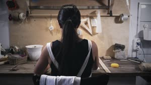 Download Free Stock Video Woman Working In Pottery Workshop Live Wallpaper
