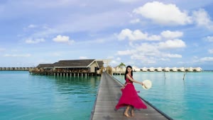 Download Free Stock Video Woman Dances In Front Of An Ocean Villa Live Wallpaper