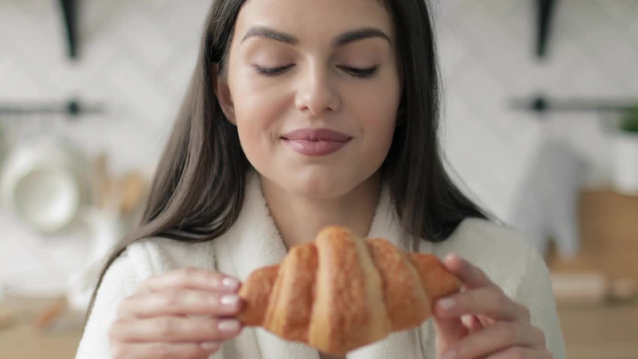 Download   Stock Footage Woman About To Eat Bakery Live Wallpaper