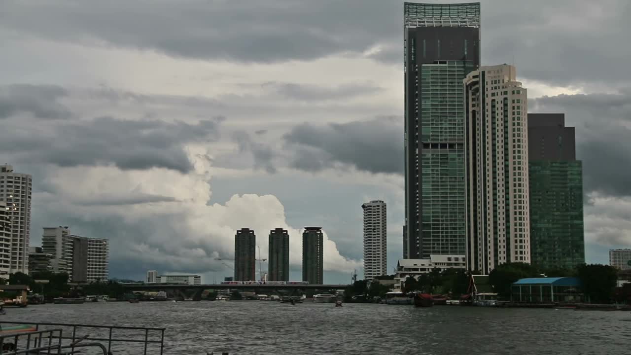 Download   Stock Footage Waterway In A City With Skyscrapers Live Wallpaper