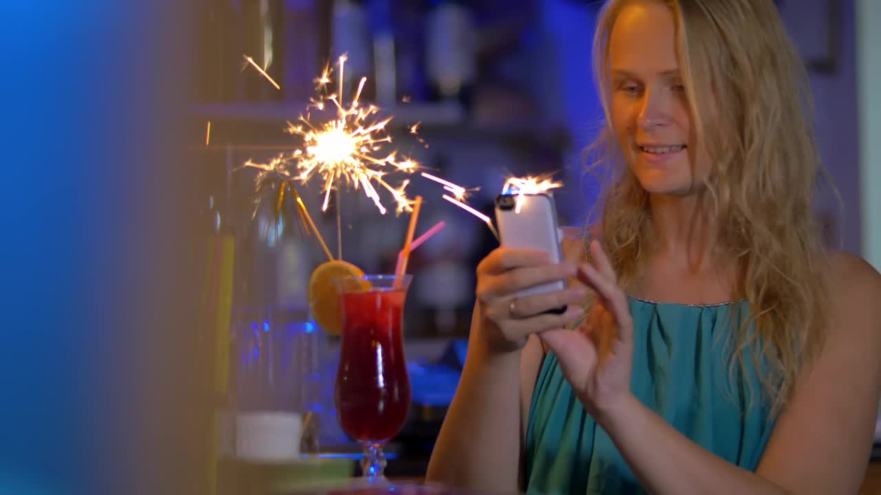 Download Stock Footage Woman Taking A Photo Of Her Cocktail Live Wallpaper Free