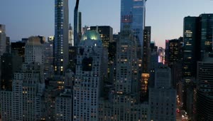 Download Stock Footage Zoom Out Aerial Shot Of Manhattan City At Dusk Live Wallpaper Free
