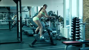 Download Stock Footage Woman With Headphones Training In The Treadmill Live Wallpaper Free