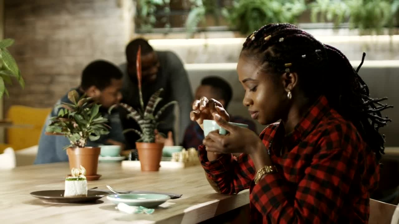 Download Stock Footage Young Woman Drinking Her Coffee Live Wallpaper Free