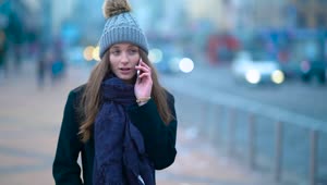 Download Stock Footage Woman Talking On The Phone In The Street Live Wallpaper Free