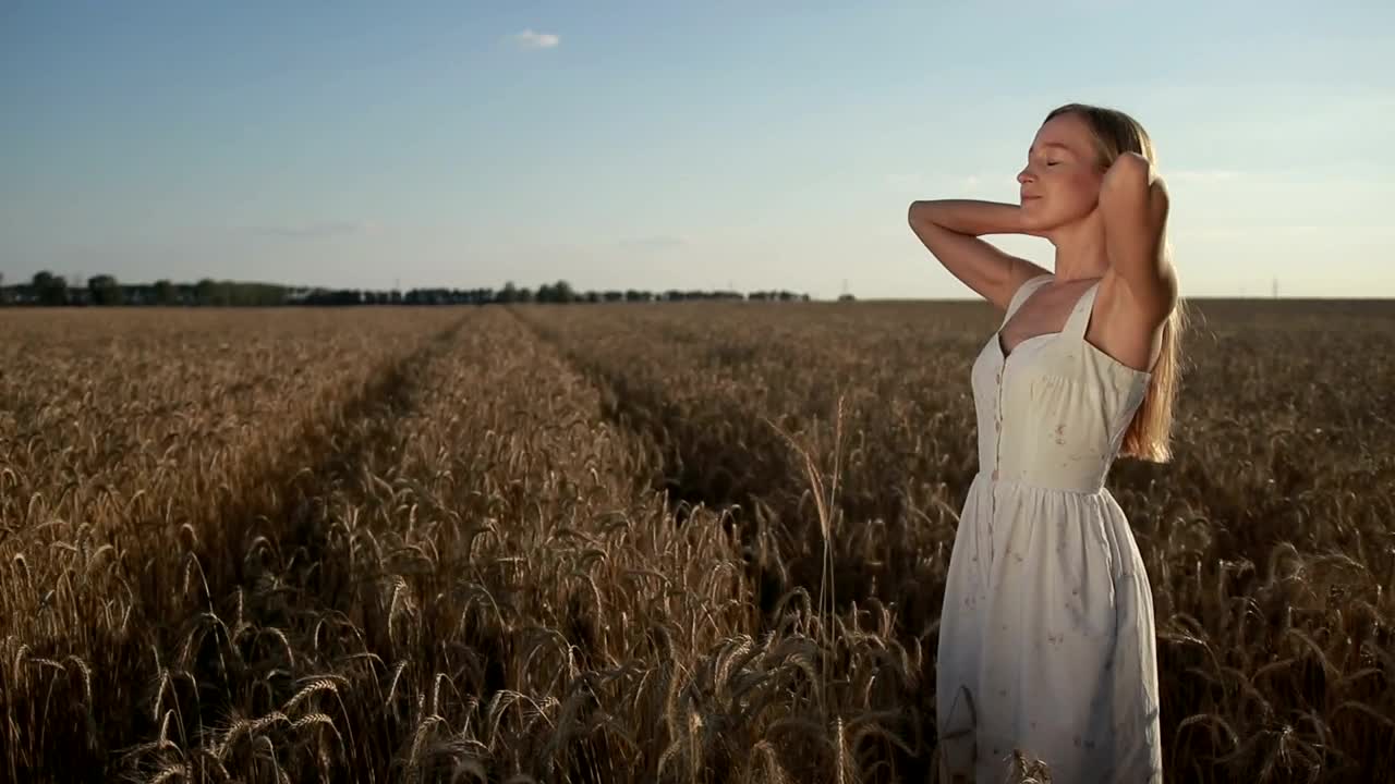 Download Stock Footage Young Woman Relaxing In A Field Live Wallpaper Free