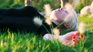 Download Stock Footage Woman Laid In The Grass Live Wallpaper Free