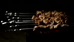 Download Stock Footage Woman Cooking Meat Skewers Live Wallpaper Free