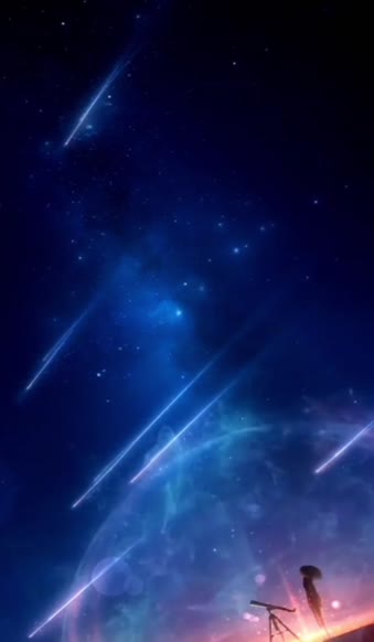 Download Anime Night Sky With Girl Scenery Live Phone Wallpaper to iPhone and Android