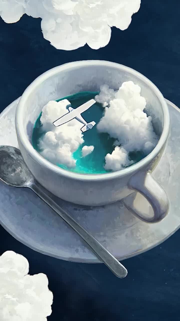 Download Live Phone Cup With Plane In Clouds Wallpaper To iPhone And Android