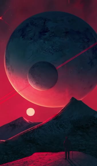 Download iPhone and Android Night Sky Red Planet Live Phone Wallpaper
