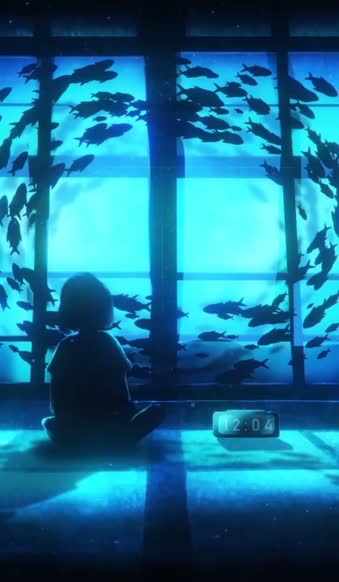 Download Live Phone Girl Sitting Near Aquarium Anime Wallpaper For iPhone And Android