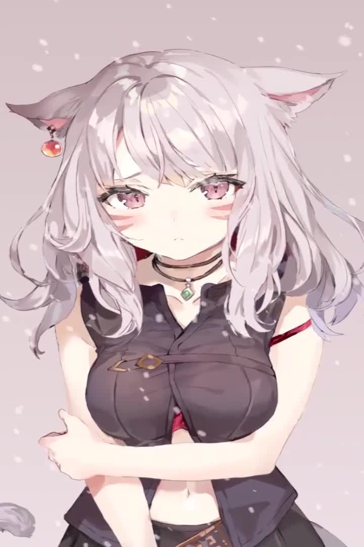 Download Cat Girl Snow Anime Iphone Wallpaper