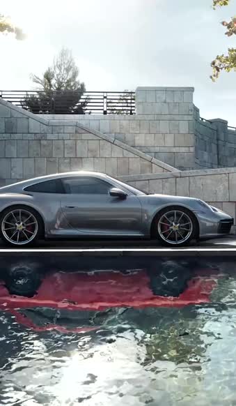 Download Android  iOS iphone Mobile Porsche 992 With Original Reflection Live Wallpaper