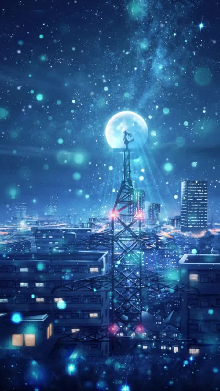 Download iPhone and Android Night Snow City Live Phone Wallpaper