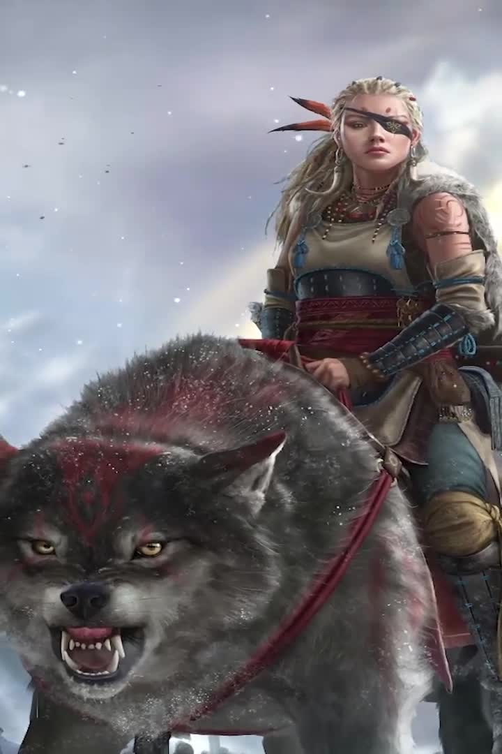 Download Girl Wolf Warrior For iPhone Wallpaper